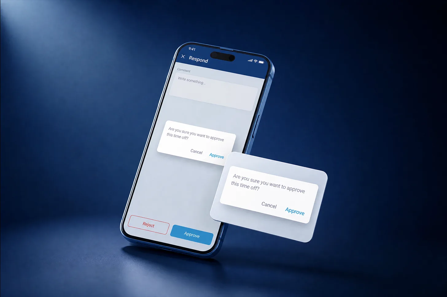 Manager approving an employee request in the Spark.work mobile app